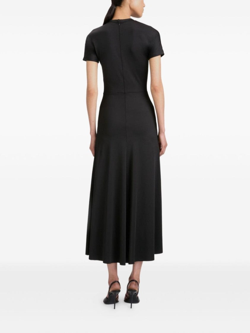Victoria Beckham Gathered Waist Black Midi Dress With Elegance
