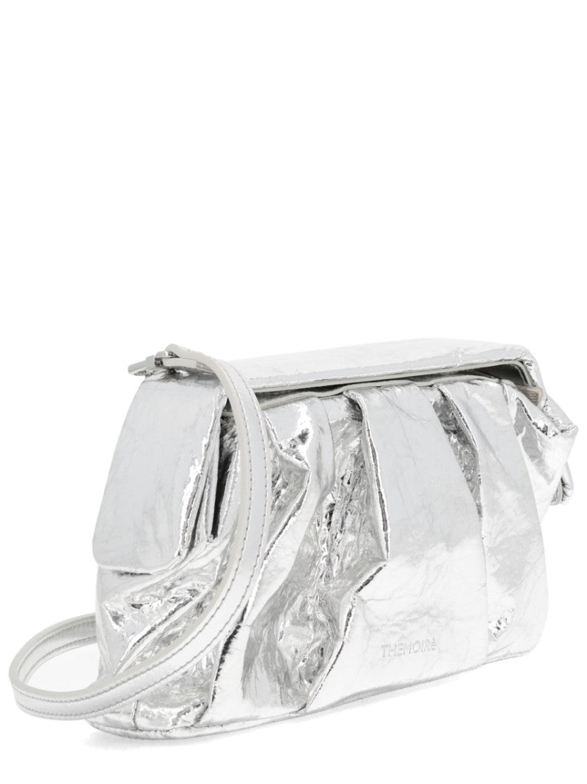 Themoirè Silver Metallic Crinkled Clutch