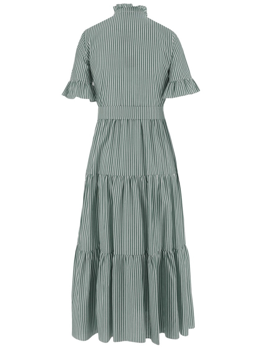 F.It Striped Cotton Dress With Ruffle Collar