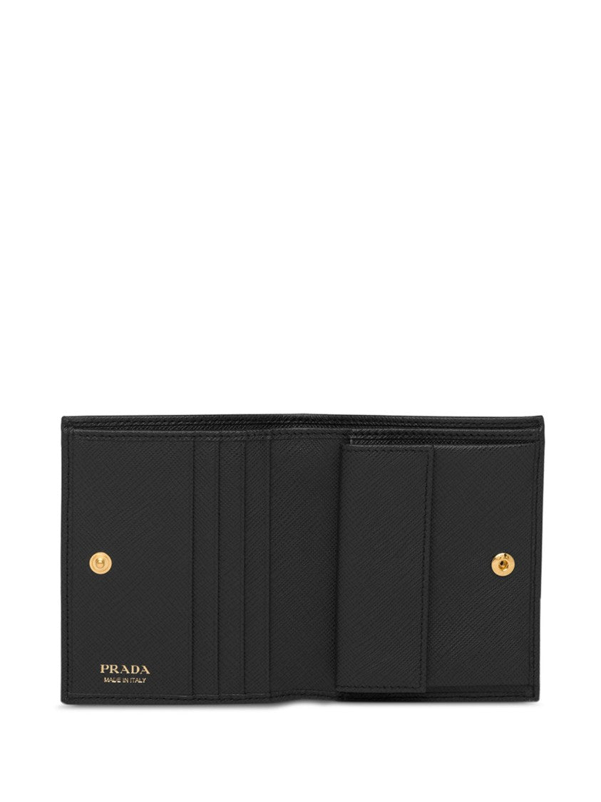 Prada Portafoglio Saffiano Leather Triangular Wallet
