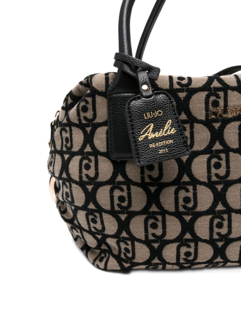 Liu Jo Monogrammed Brown Fabric Shoulder Bag