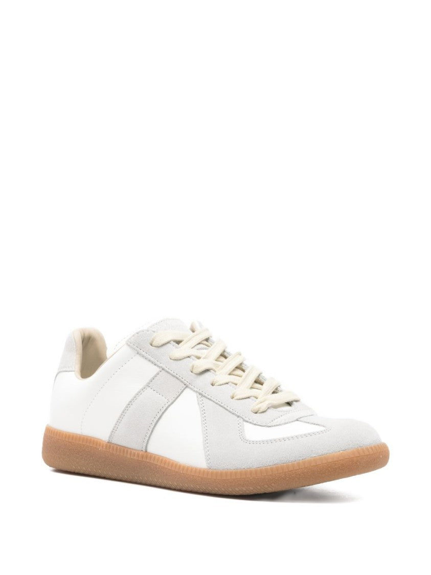Maison Margiela Low-Top Replica Leather Sneakers With Contrasting Suede Panels