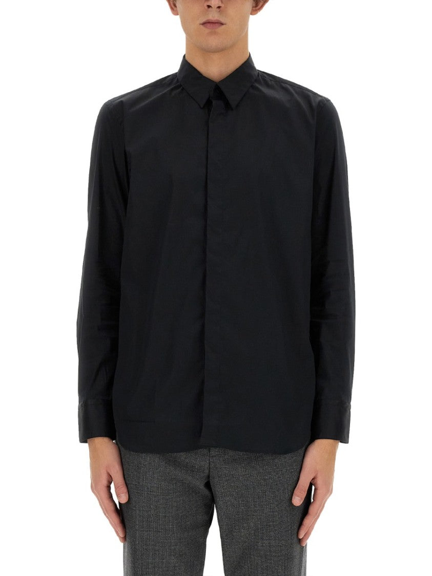 Pt Torino Fitted Black Cotton Shirt