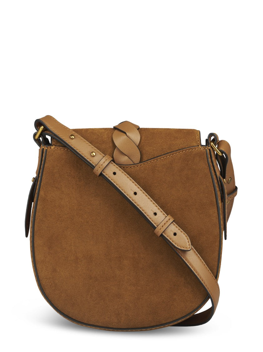 Isabel Marant Small Suede Bag With Braided Leather Strap And Gold-Tone Clasp