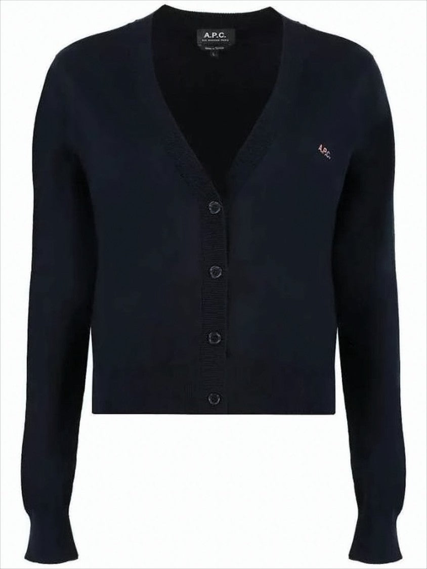 A.P.C. Cropped Cardigan With Deep V-Neckline