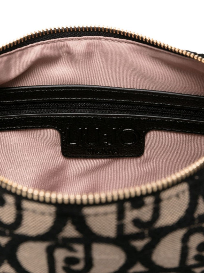 Liu Jo Curved Brown Shoulder Bag With Gold-Tone Accents