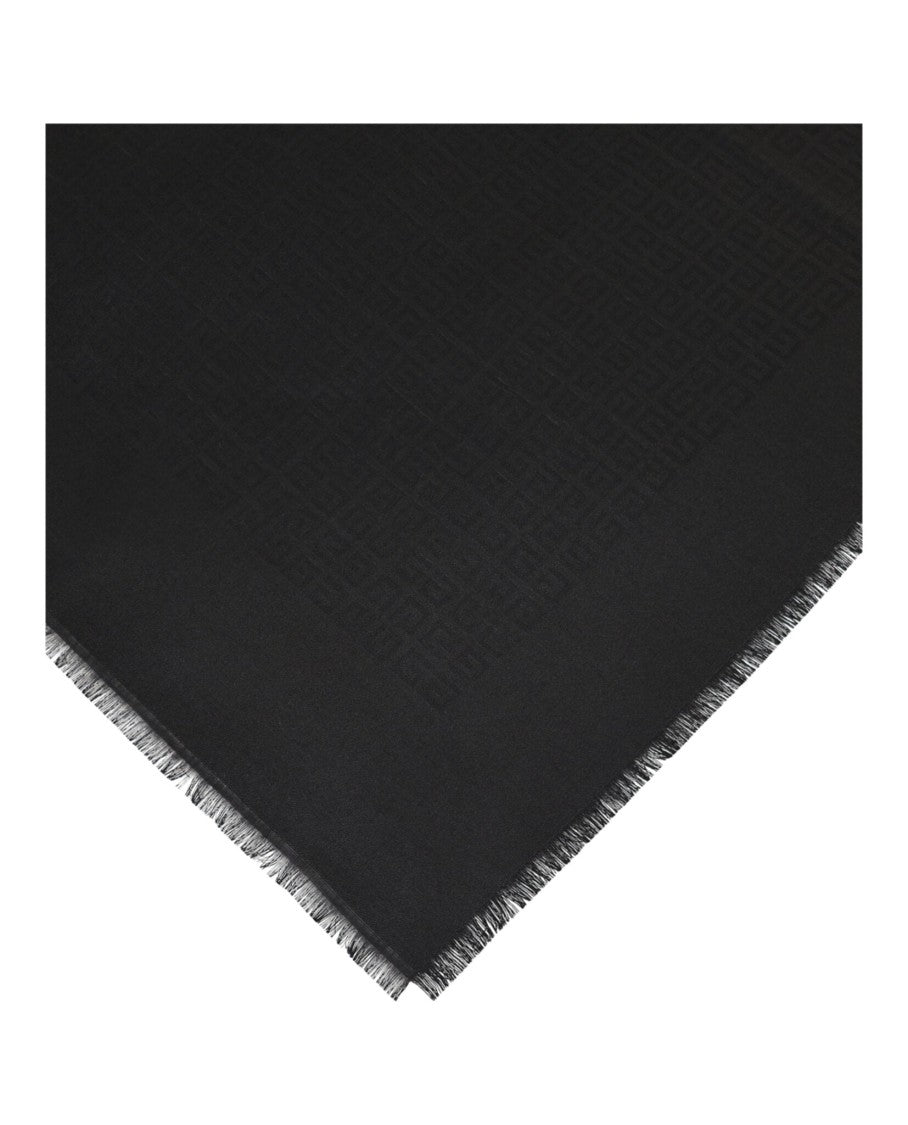 Givenchy Square Jacquard Scarf With Frayed Edges In Black
