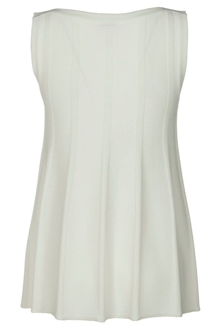 Malo Sleeveless Blouse With Flared Rib Detailing