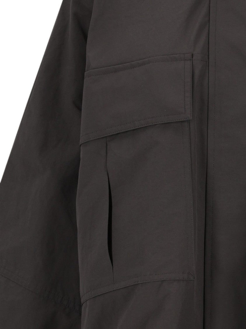 Max Mara Black Boxy High Stand Collar Voluminous Sleeve Coat