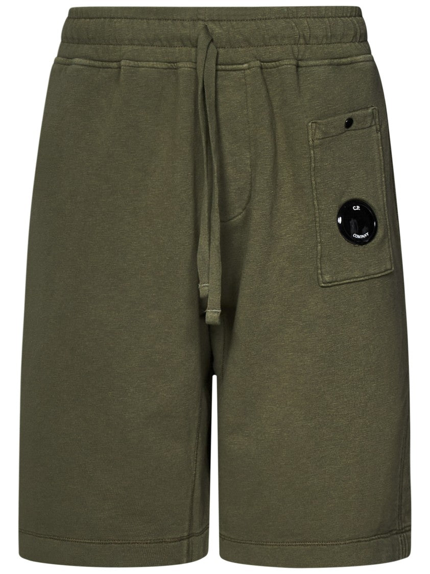 C.P. Company Thyme Green Cotton Shorts With Lens Detail