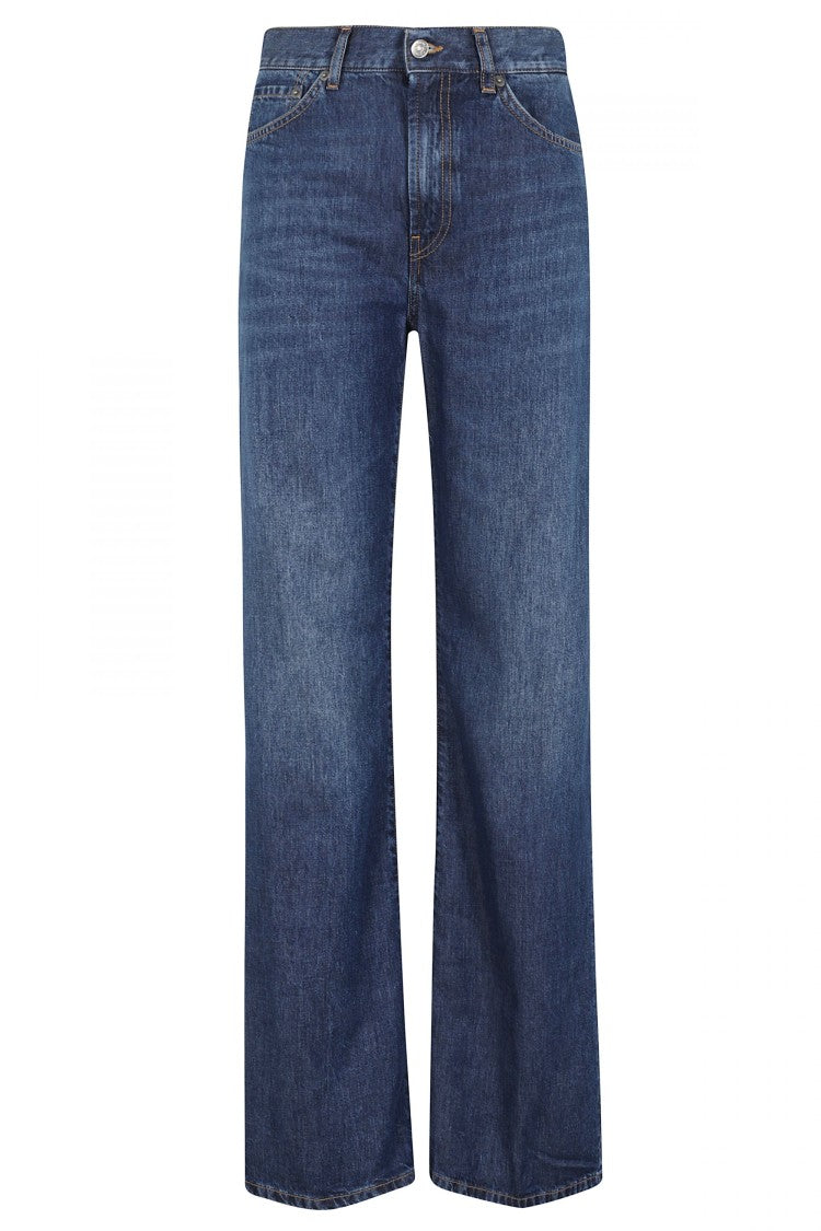 Dondup Wide-Leg Blue Jeans With High Waist