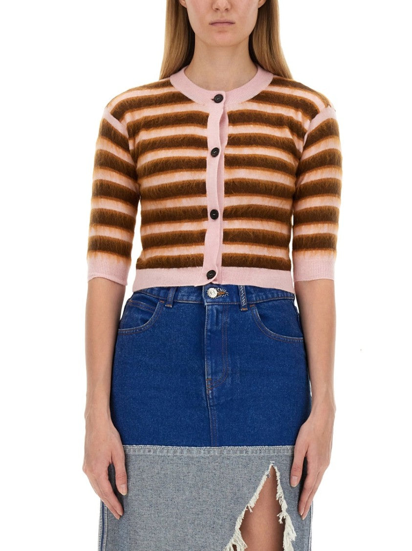 Marni Cropped Cardigan With Playful Stripe Pattern