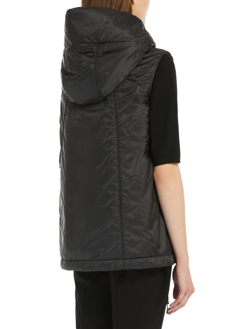 Max Mara Sleeveless High-Collar Jacket With Zip-Up Front And Adjustable Drawstrings