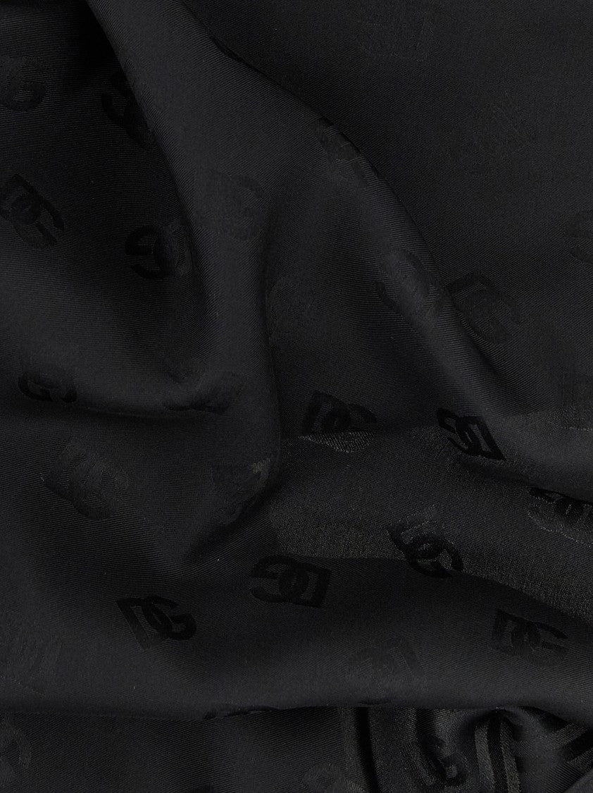 Dolce & Gabbana Square Silk Scarf With Tone-On-Tone Logo Print