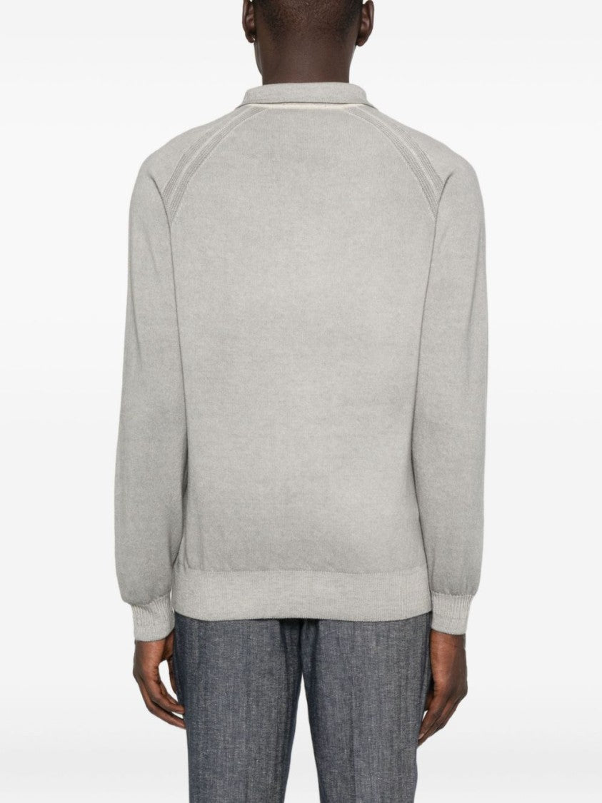 Daniele Fiesoli Classic Grey Sweater With Polo Collar