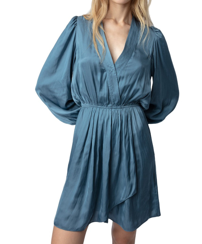 Zadig & Voltaire Fitted Blue Satin Dress