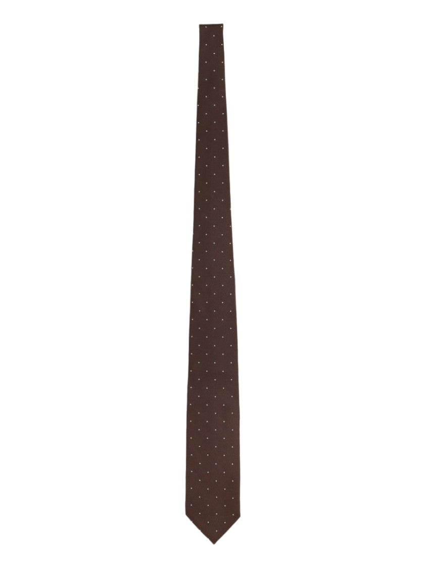 Tom Ford Jacquard Dots Deep Brown Mulberry Silk Tie