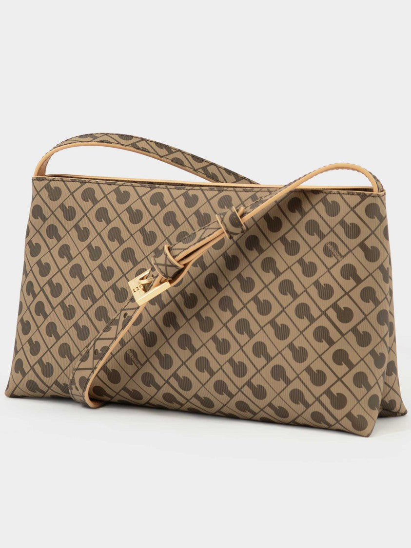 Gherardini Rectangular Brown Geometric Pattern Crossbody Bag