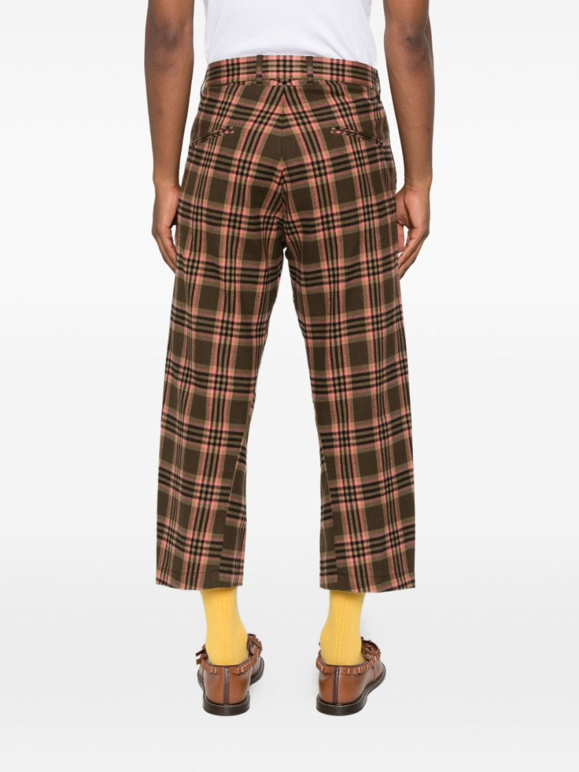 Moschino Cropped Brown Check Trousers