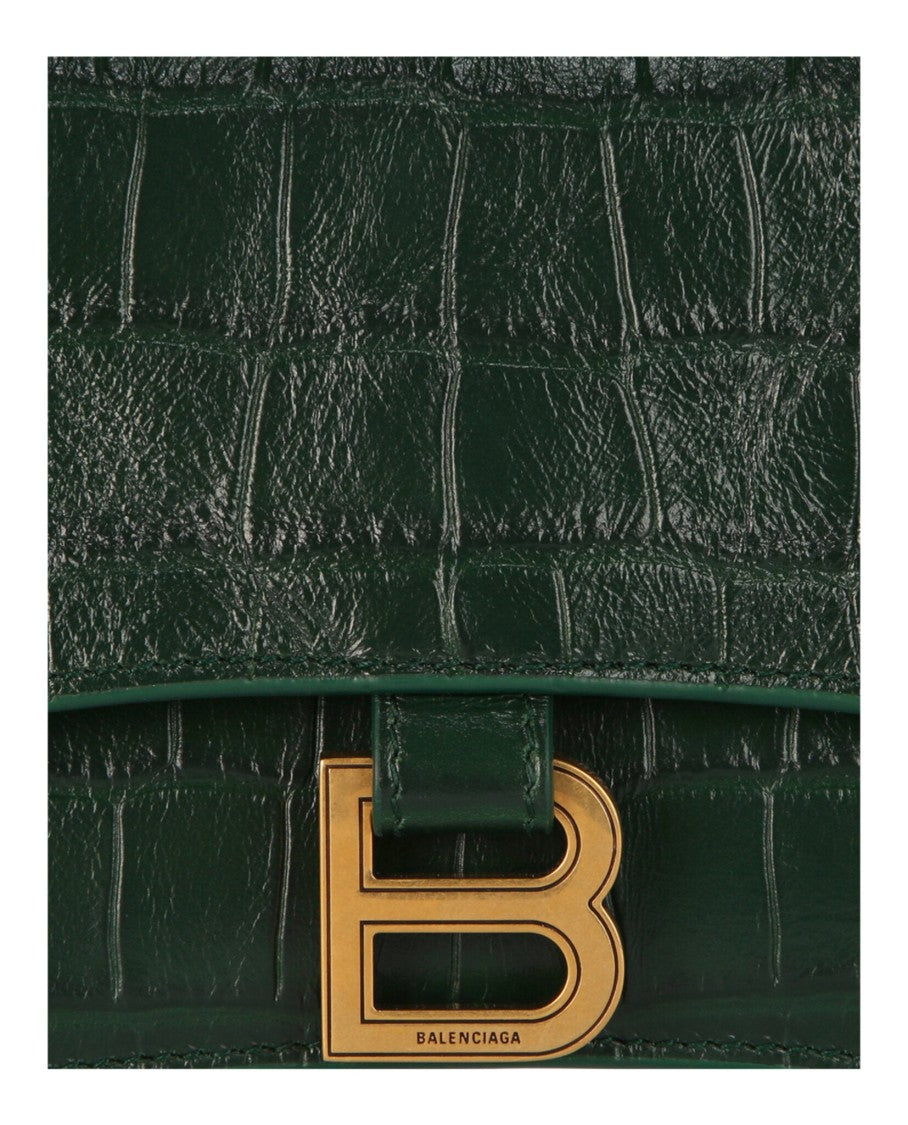 Balenciaga Xs Crocodile Embossed Crush Chain Shoulder Bag