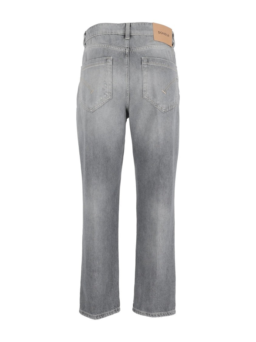 Dondup Mid-Rise Cropped Jeans With Button-Fly Closure And Distressed Finish