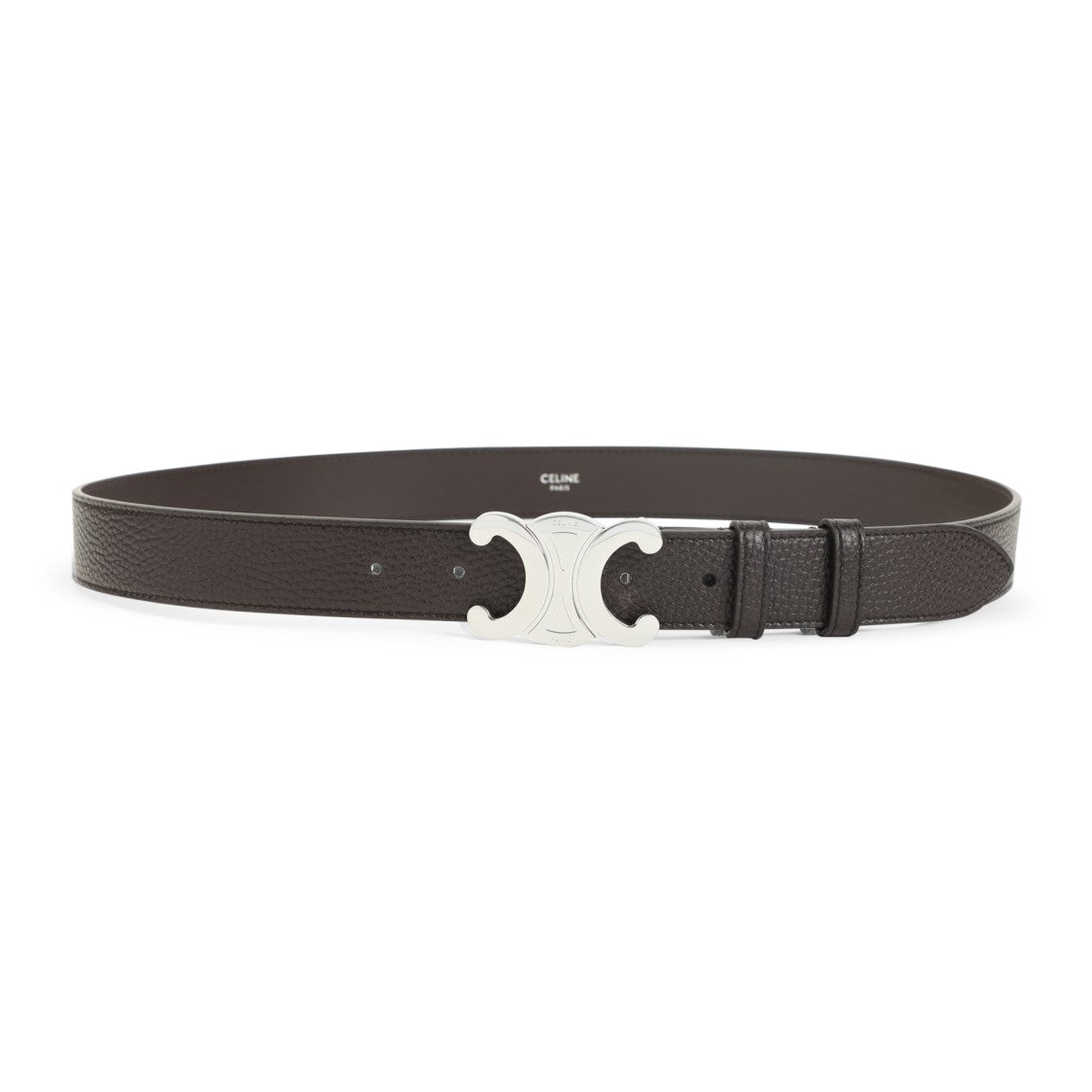 Celine Textured Calf Leather Belt With Double-C Buckle