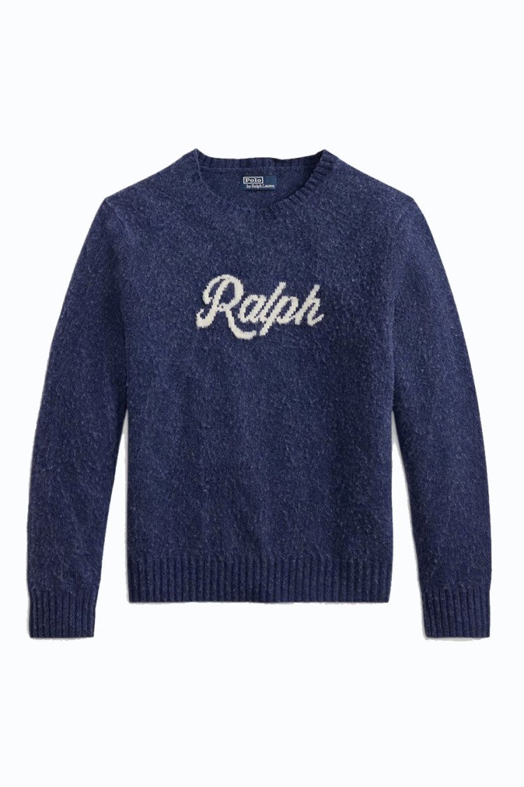 Polo Ralph Lauren Navy Flecked Script Crew-Neck Sweater