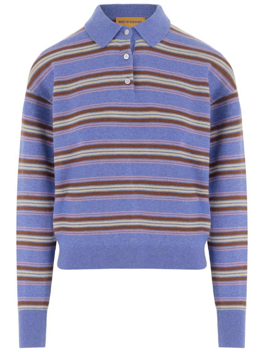 Guest In Residence Multicolor Striped Cashmere Polo Sweater