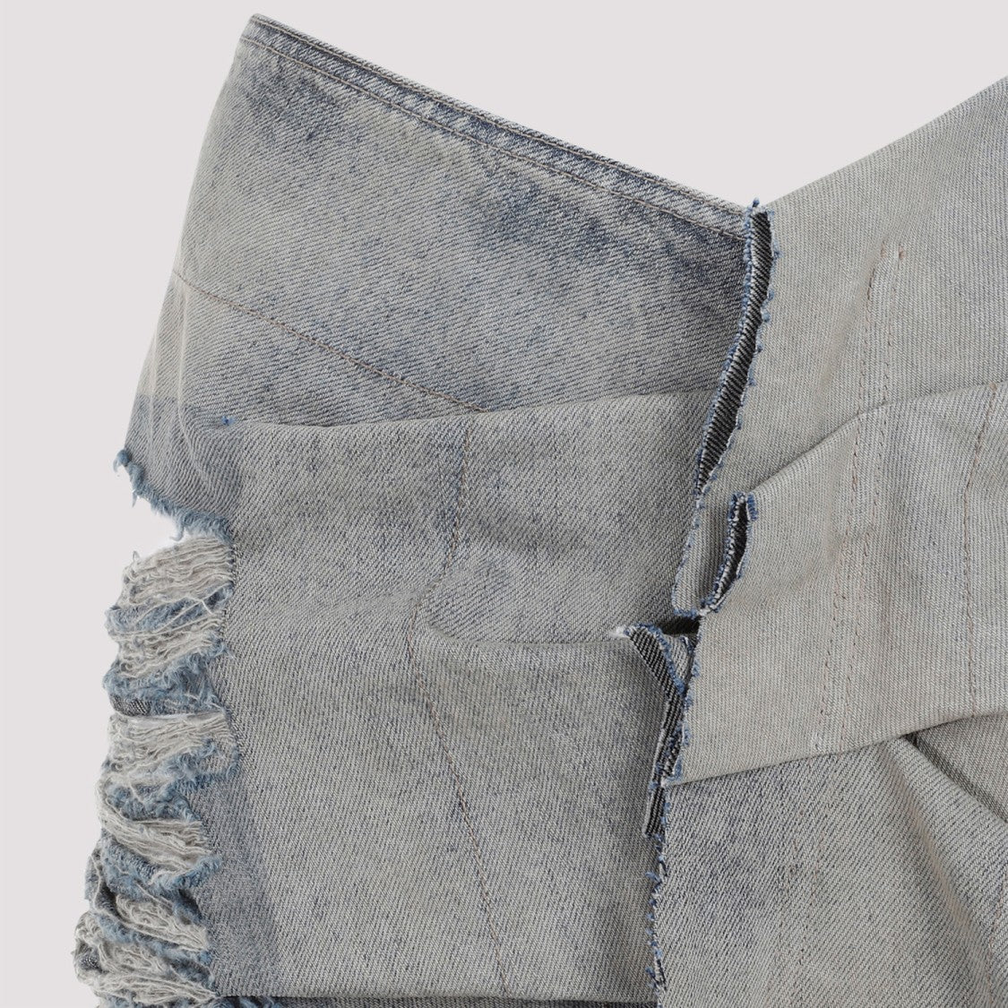 Rick Owens Hustler Blue Shredded Cotton Edfu Skirt