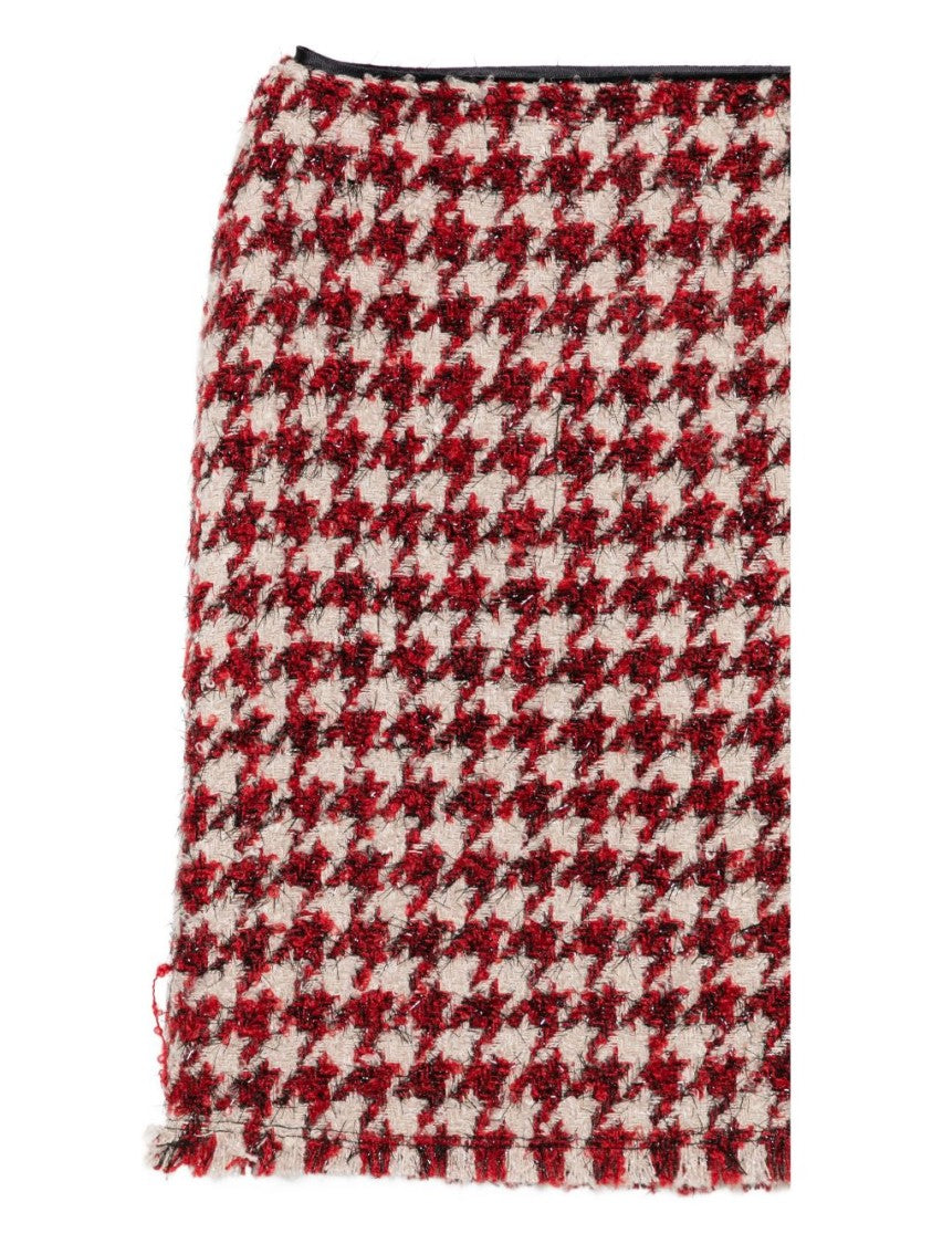 Liu Jo Houndstooth Pattern Mini Skirt With Textured Hemline