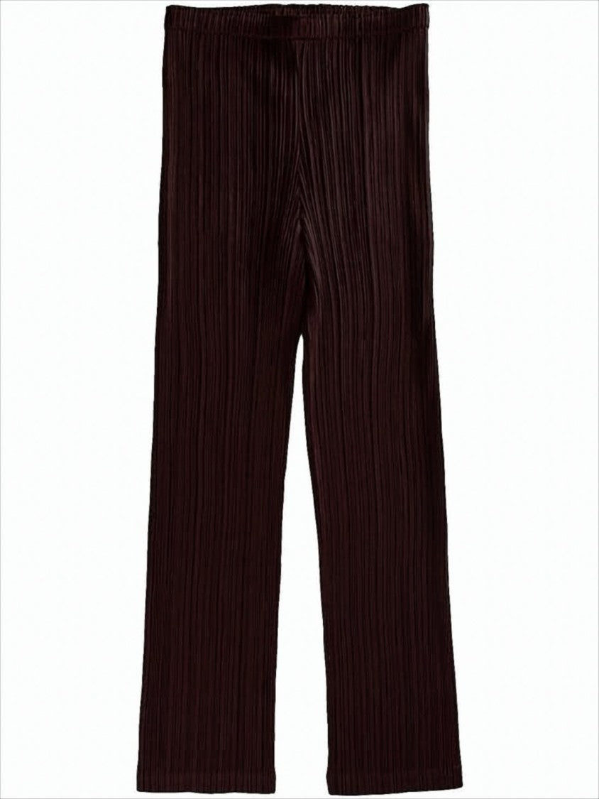 Pleats Please Pleated Texture Straight-Leg Pants With Elastic Waistband