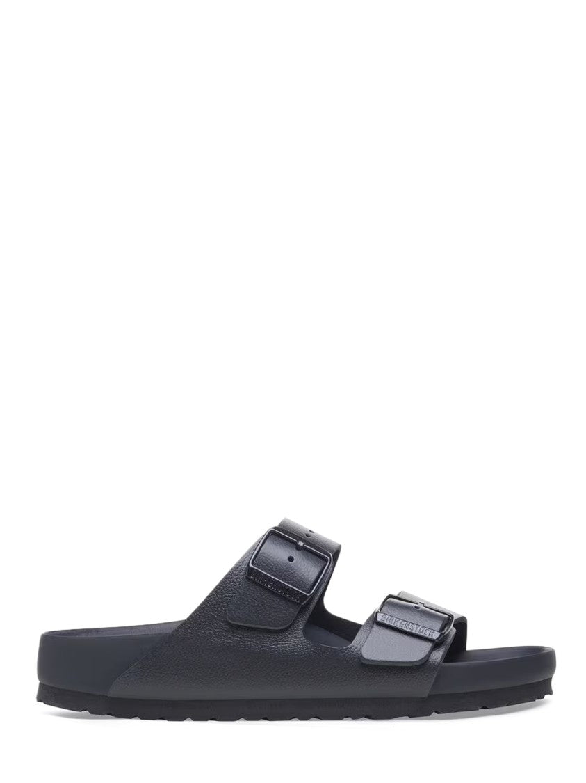 Birkenstock Two-Strap Black Sandals In Natural Leather