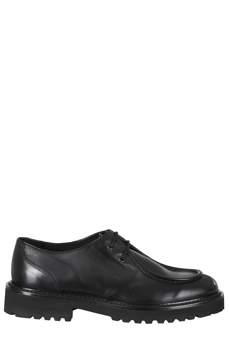 Doucal's Black Parabout Smooth Leather Lace-Up Derby Shoes