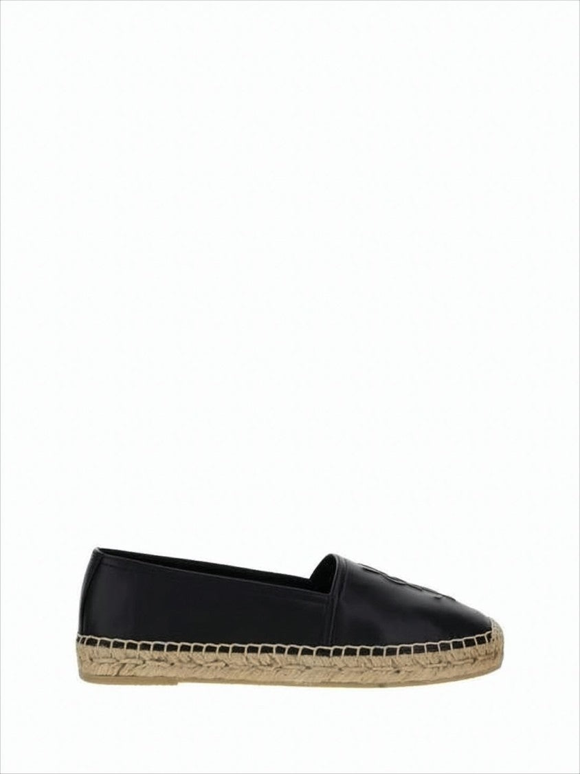 Saint Laurent Smooth Leather Loafers With Woven Espadrille Sole