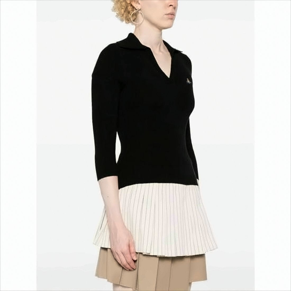 Vivienne Westwood Fitted Deep V-Neck Sweater With Ribbed Texture