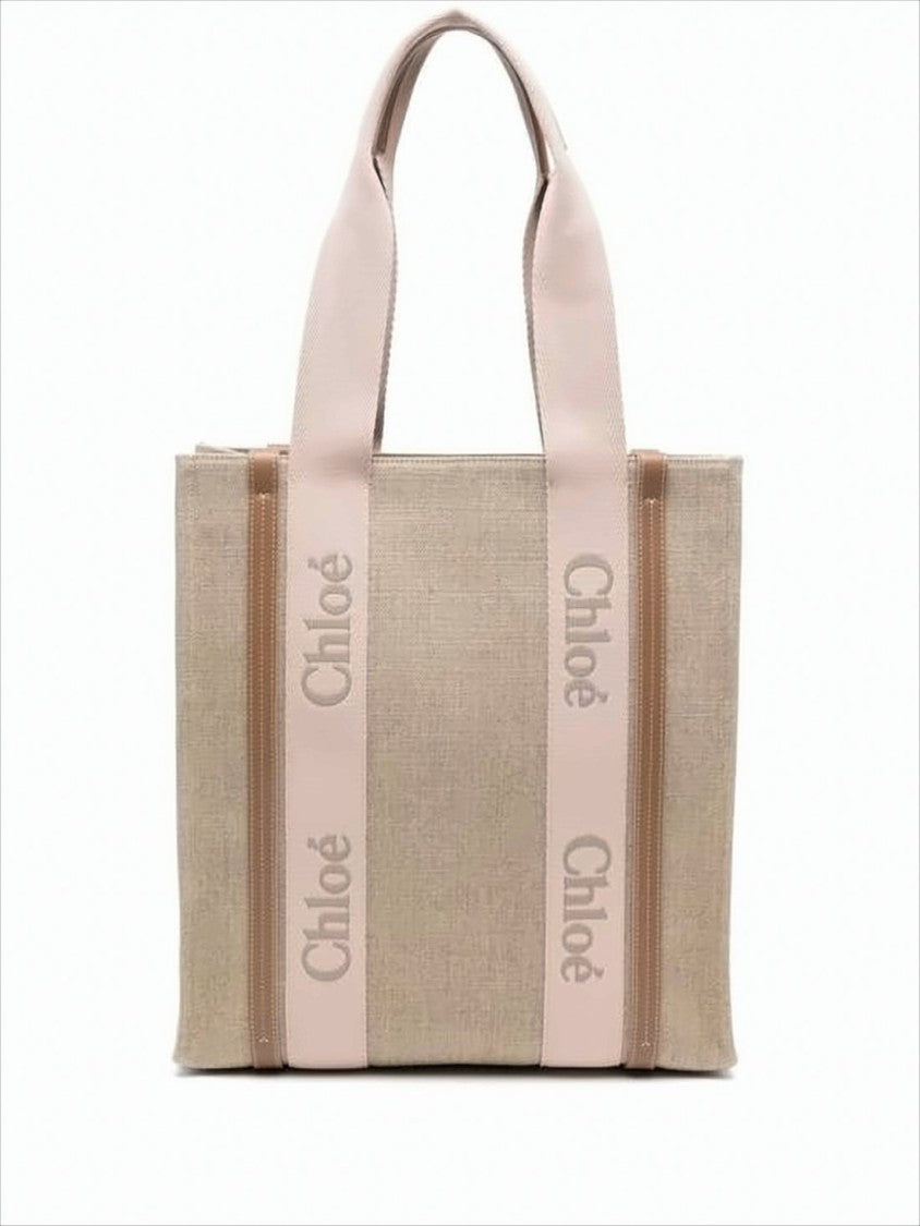 Chloé Structured Linen Shoulder Bag