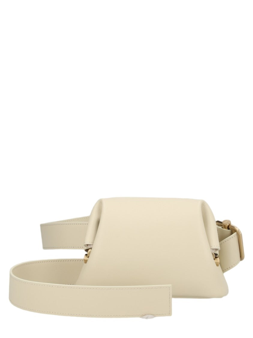 Osoi Structured Crossbody Bag In Light Beige Leather With Adjustable Strap