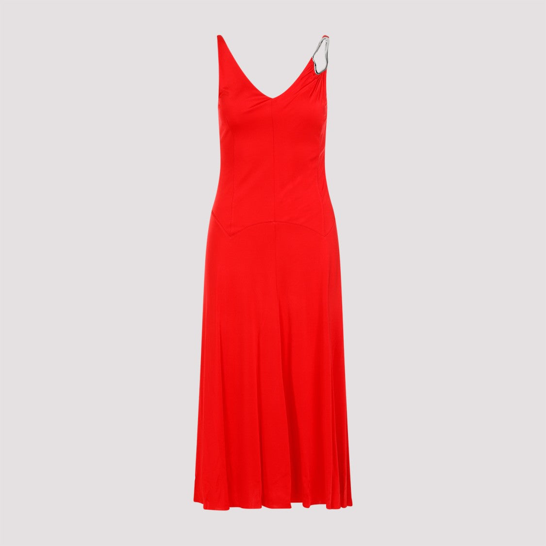 Lanvin Red Flame Sleeveless A-Line Midi Dress