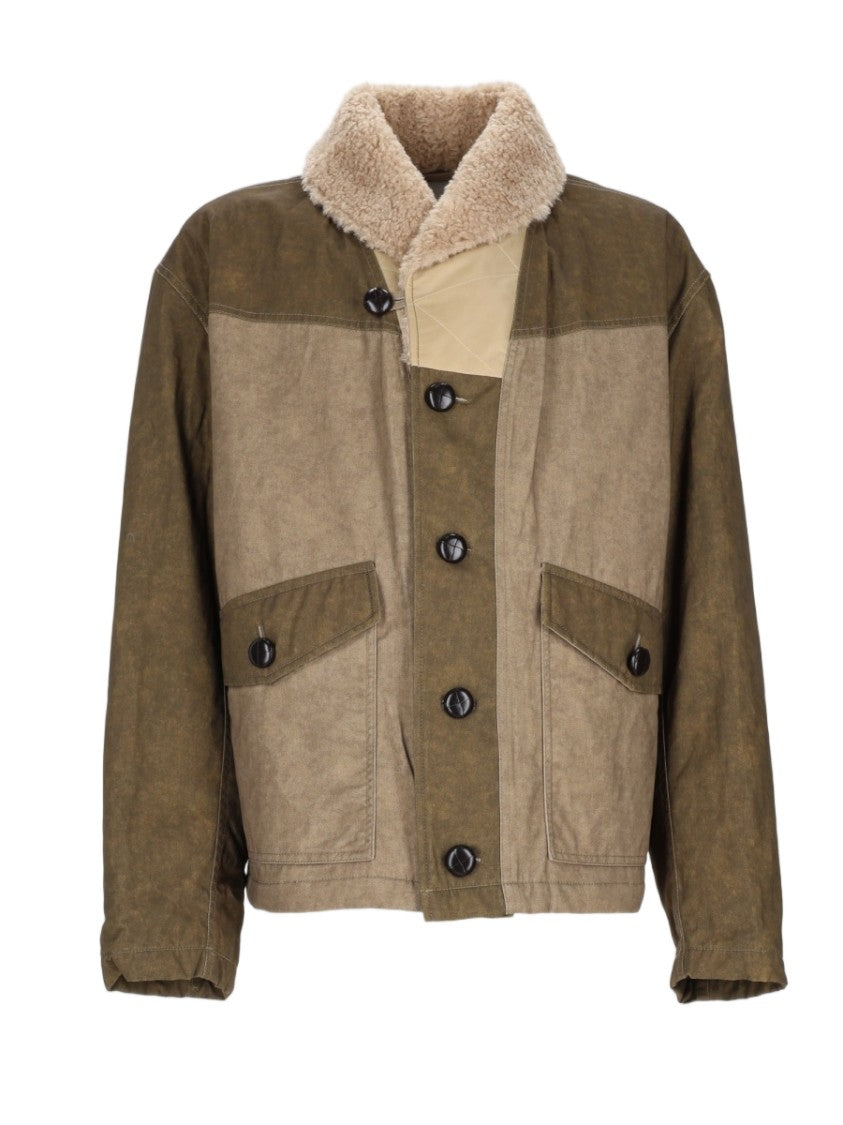 Isabel Marant Patchwork Brown Sports Jacket With Shearling Collar