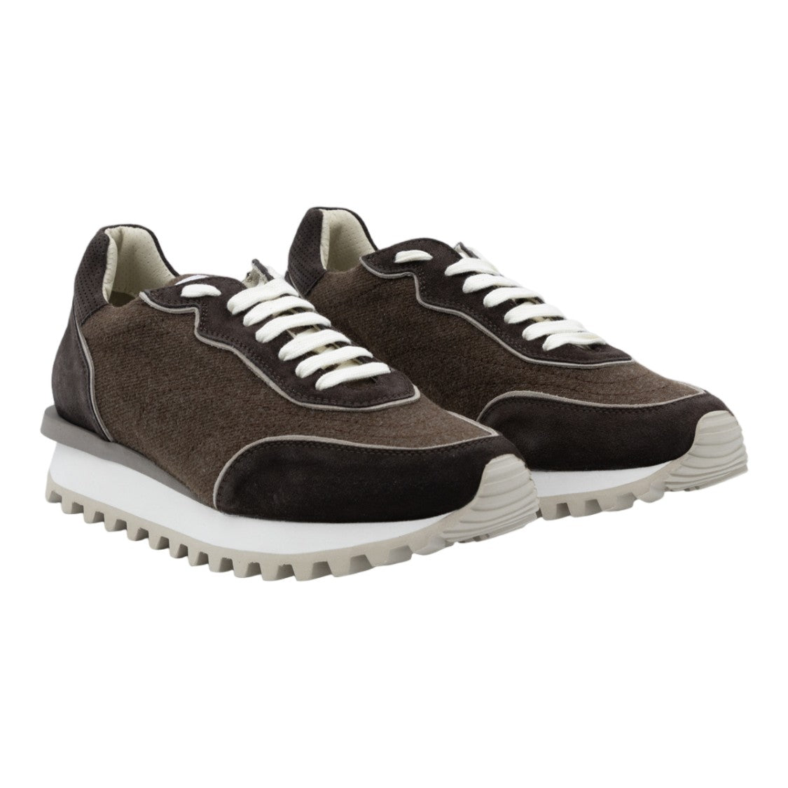 Eleventy Textured Dark Brown Sneakers With Contemporary Design