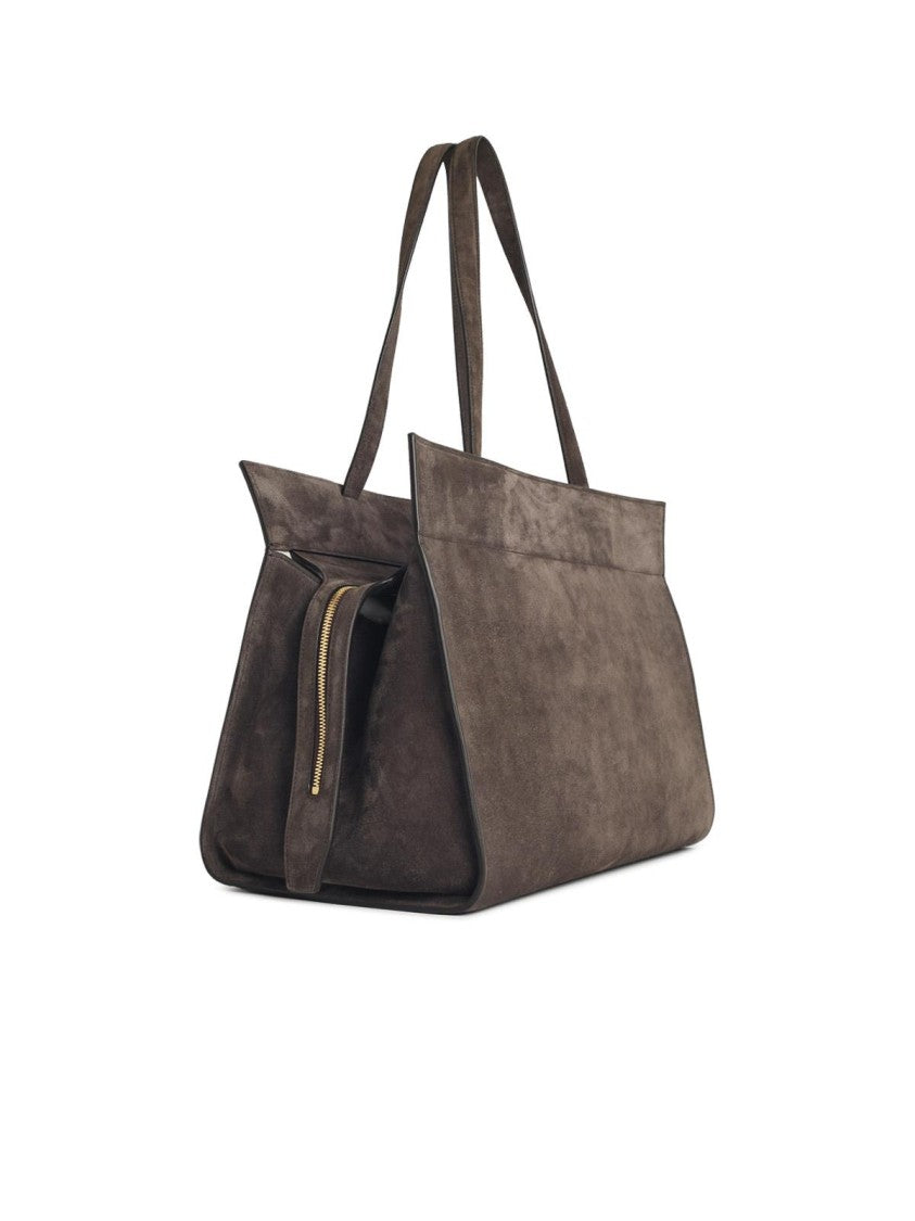 Khaite 'Crosby' Suede Cocoa Bag