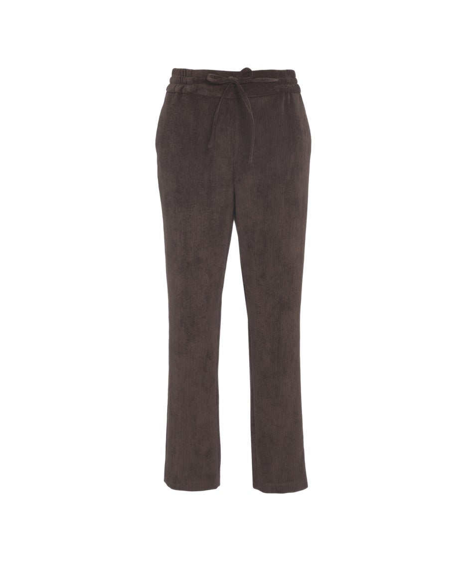 Gender Refined Brown Corduroy Trousers With Drawstring Waist