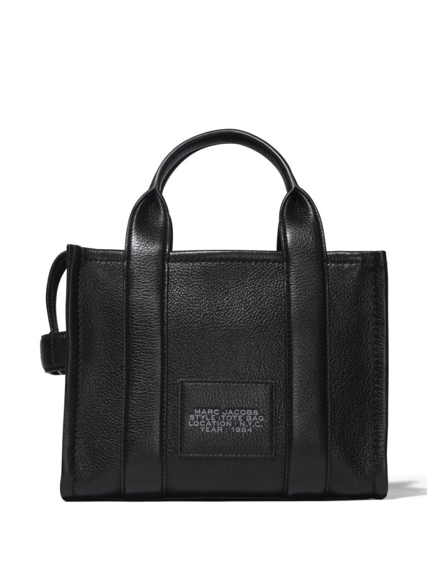 Marc Jacobs Structured Black Leather Tote With Debossed Logo
