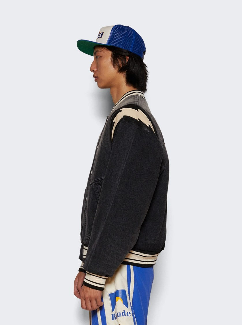 Rhude Denim Lighting Bomber Jacket Black