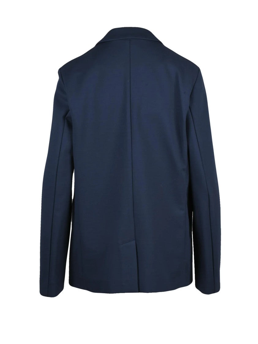 Mm By Max Mara Blue Viscose-Blend Double-Breasted Virgus Jacket