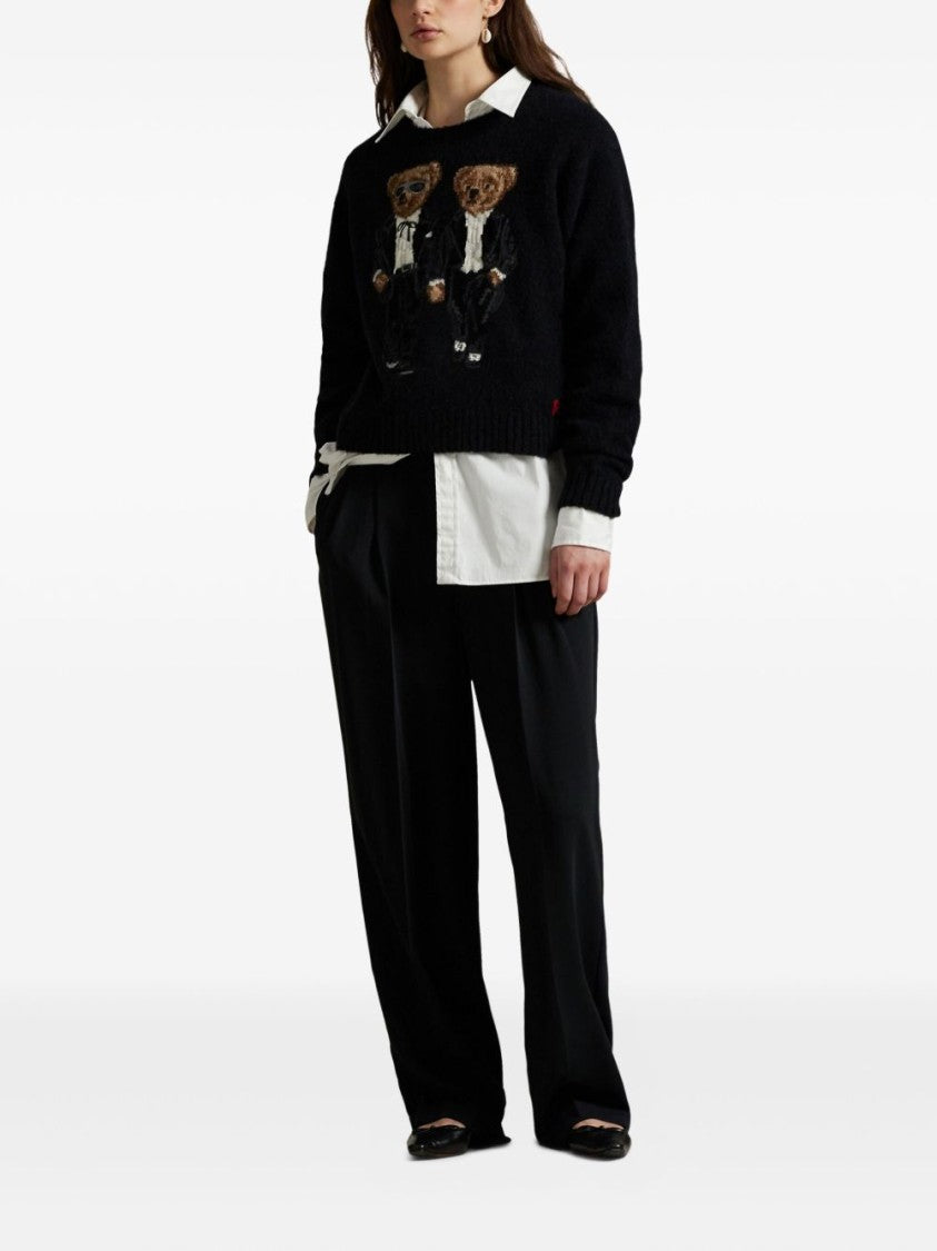 Polo Ralph Lauren Classic Black Sweater With Ribbed Cuffs And Hem