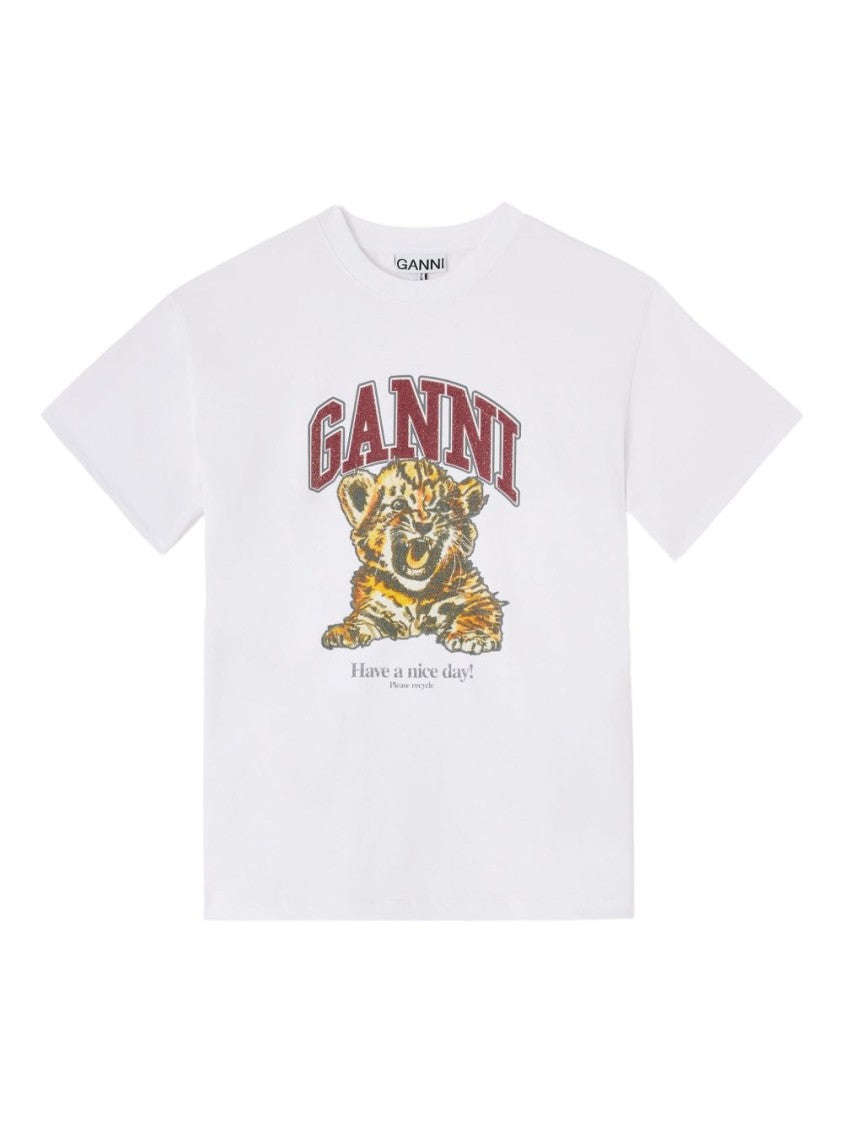Ganni Relaxed Fit White T-Shirt