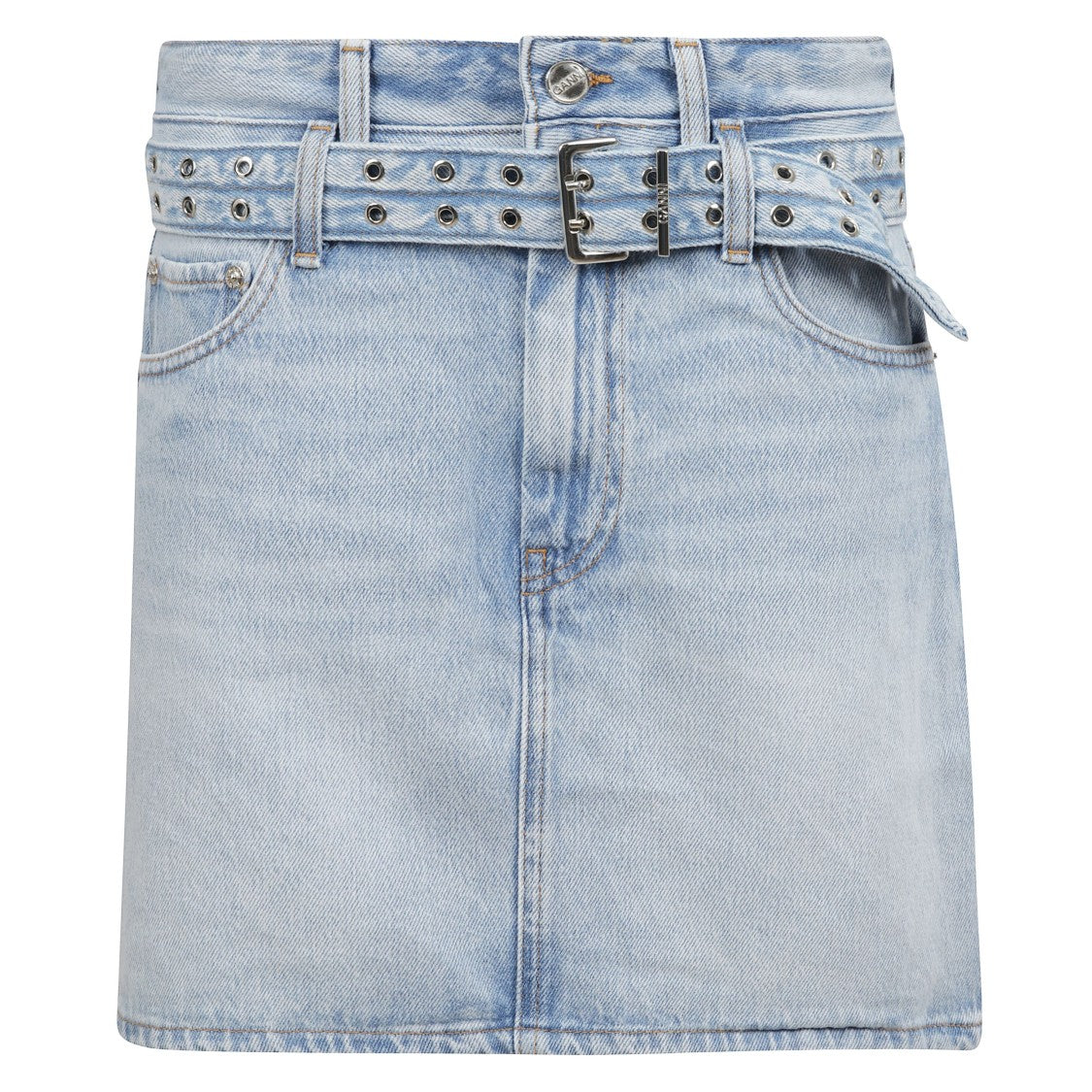 Ganni Adjustable Waist Denim Skirt