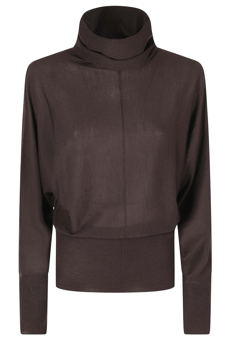 Soeur Chocolate Lindsay High Neck Merino Wool Sweater