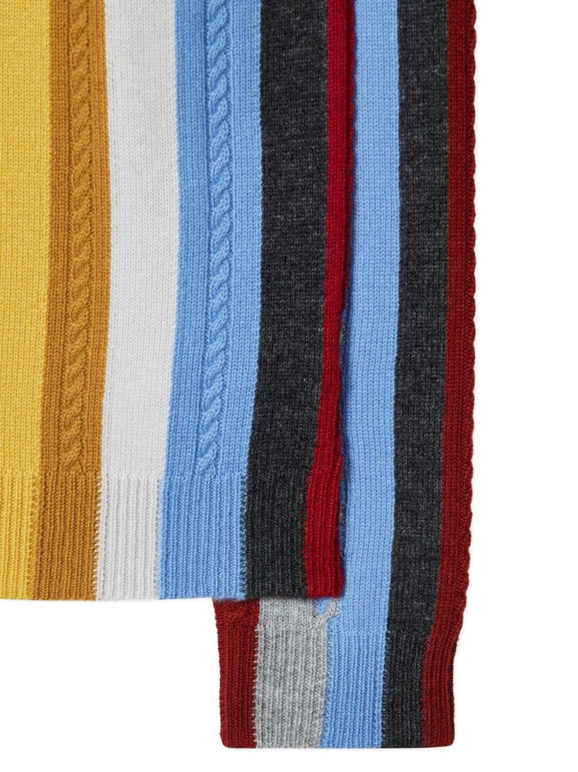 Paul Smith Vertical Stripe Knitted Sweater With Cable Detailing